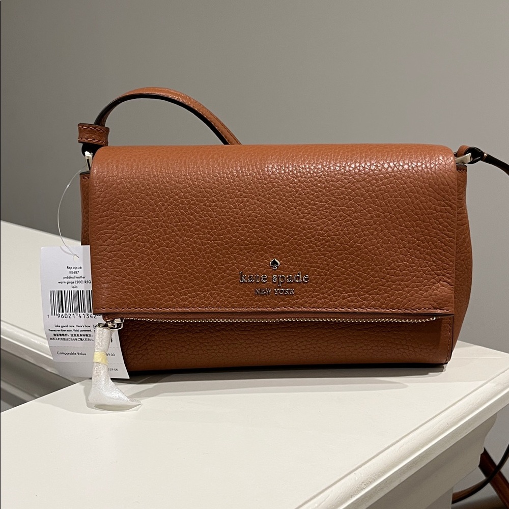 Kate Spade Leila Mini Flap Zip Crossbody Warm Gingerbread